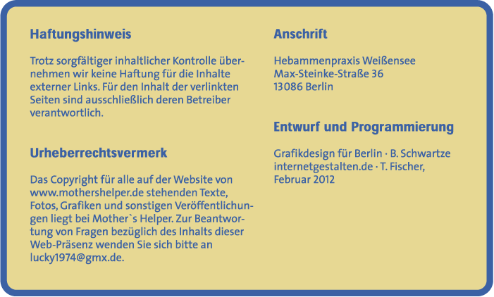 Mothers Helper - Die Familienpflegerinnen - Impressum