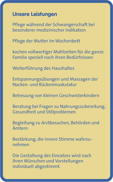 Die Familienpflegerinnen - Unsere Leistungen